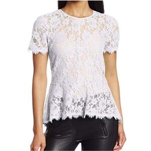 BCBGMaxAzria Lace Top Cream White Lace Blouse Size M EUC